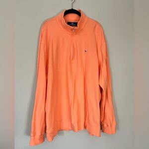 Vineyard Vines Mens XXL Long Sleeve 1/4 Zip Pullover Polo Peach Orange Cotton